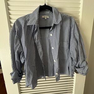 Madewell Navy and White Striped Shirt